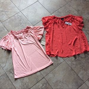 TWO Flutter Sleeve Tops Bundle